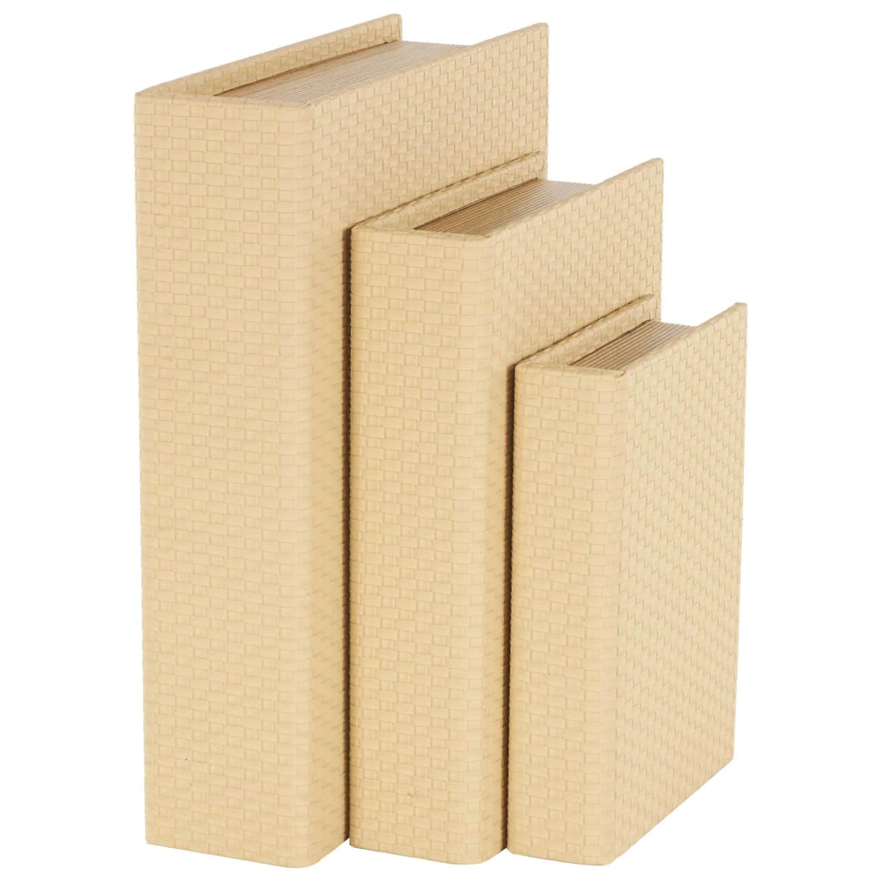 Faux Leather Geometric Woven Grid Book Storage Box Set